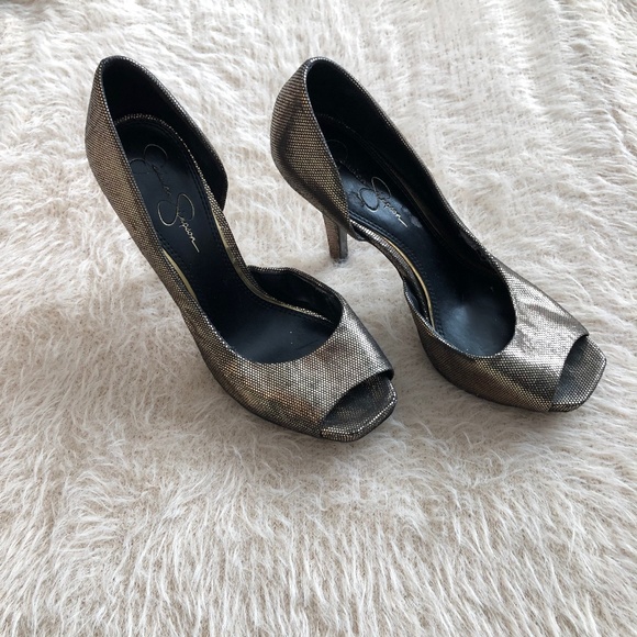 Jessica Simpson Dark Gold Open Toe Pump - Picture 1 of 4